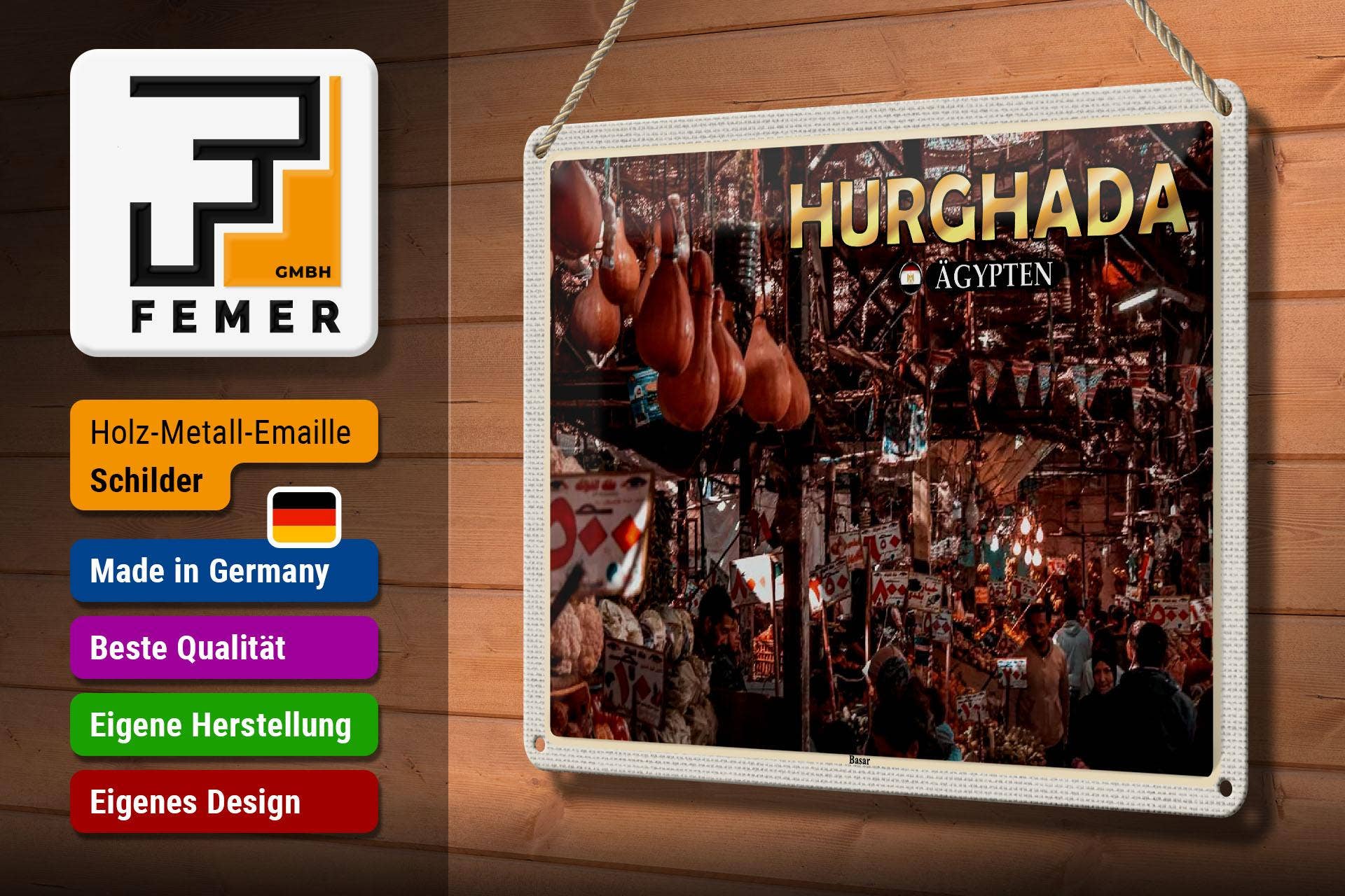 Femer - Wholesale Sign - Hurghada Egypt Bazaar Gift Sign Tin Sign Travel 30x20 cm2