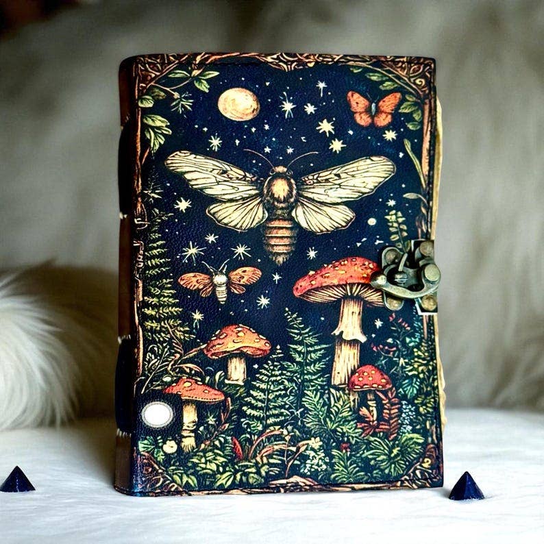 R K Handicrafts and Exporters - Wholesale Journal/Diary - Leather Journal Blank Vintage Notebook with Mushroom Print3