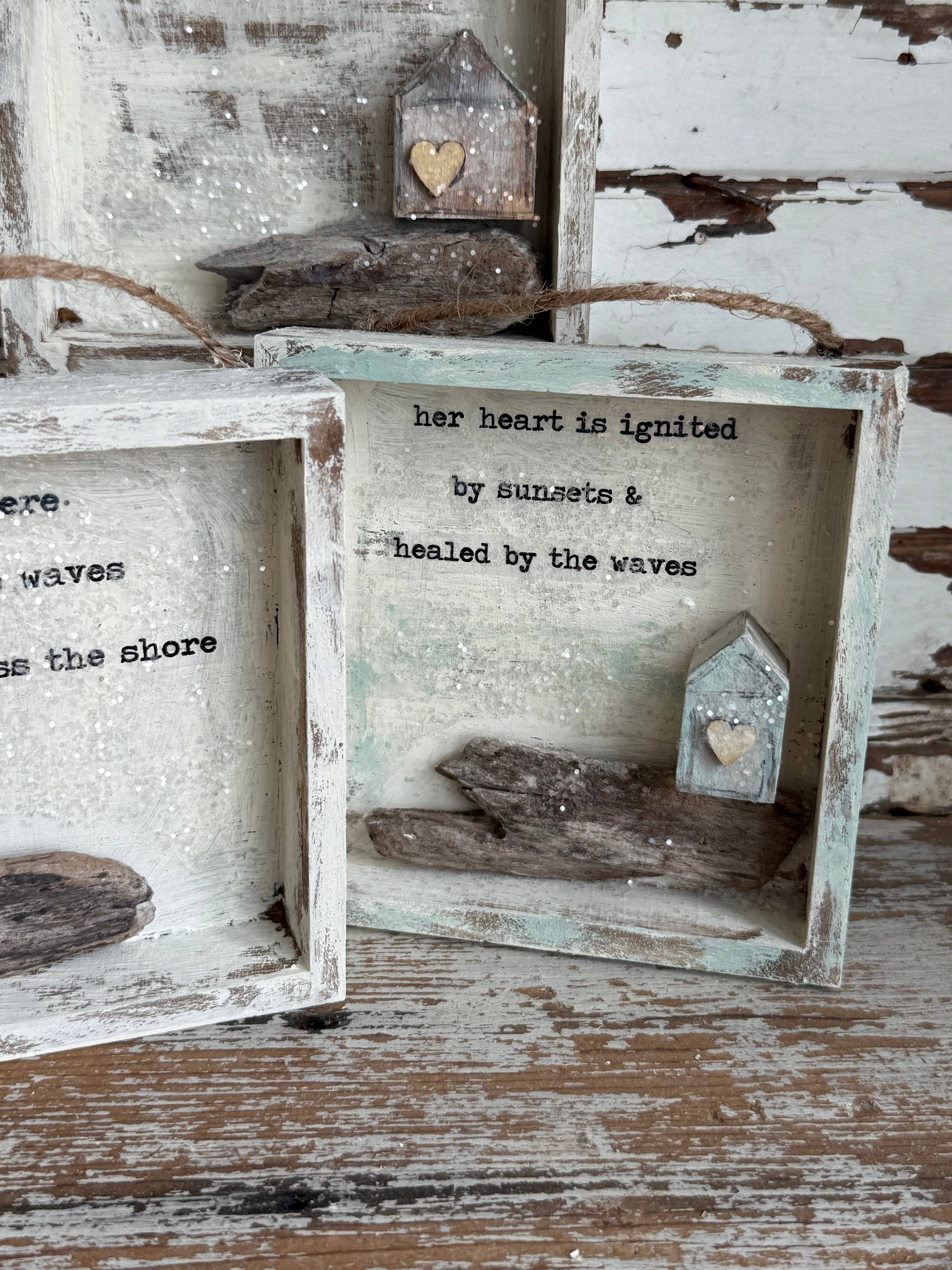 UnfiniSHEd - Wholesale Wall Sign - Driftwood House Coastal Decor Shadowbox Driftwood Dreams 5