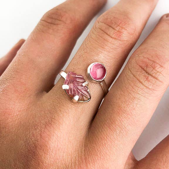 Great Falls Jewelry - Wholesale Cocktail/Statement Ring - Carved Tourmaline Leaf Adjustable Wrap Ring + More Colors1