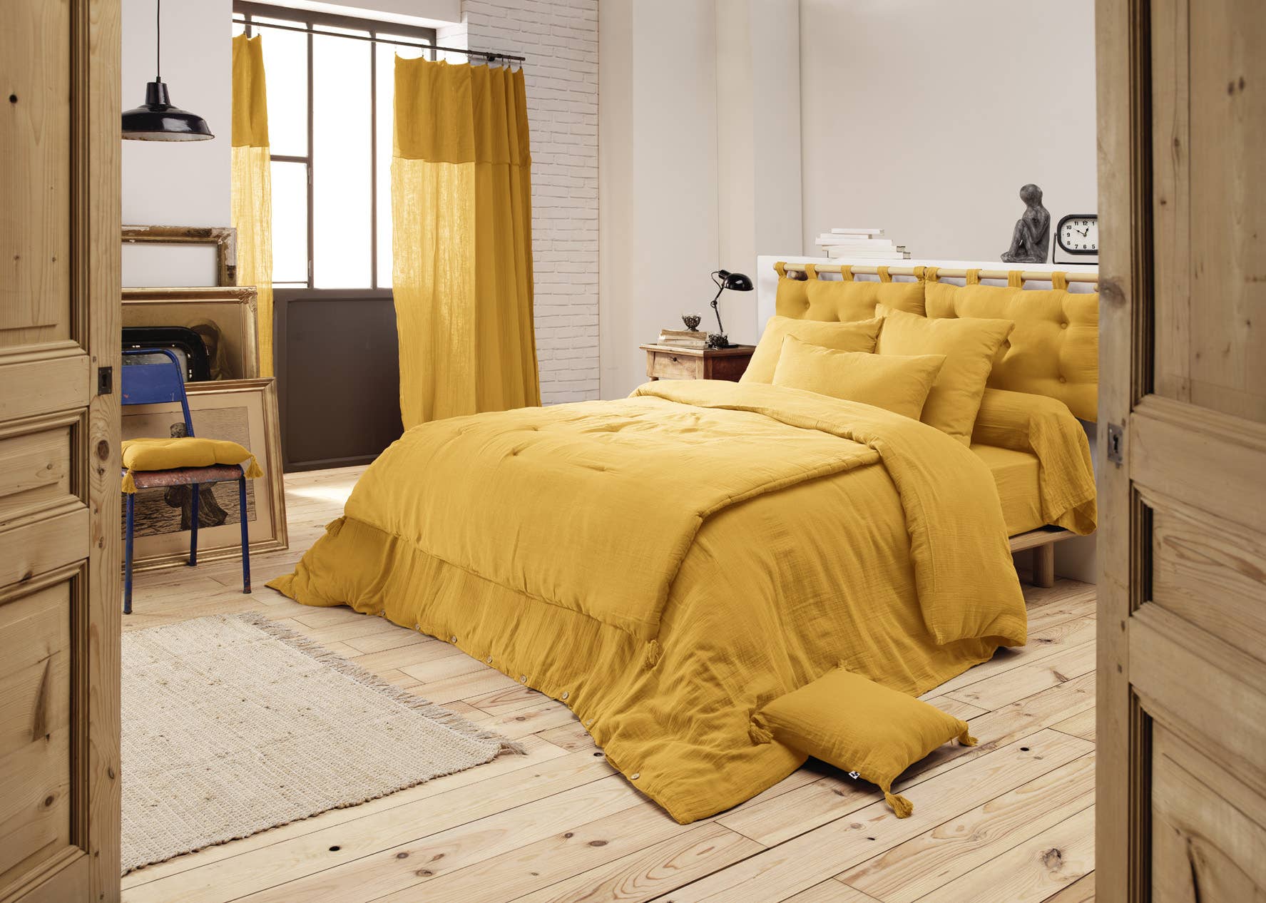 L'effet Papillon - Wholesale Bedding Blanket - GAÏA Safran cotton gauze bedspread 90 x 200 cm2