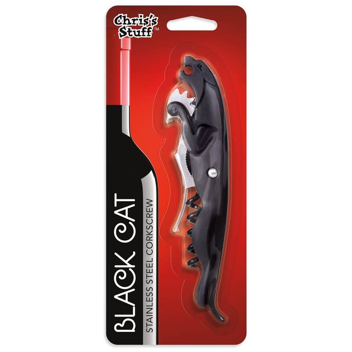 Animal Corkscrew - Black Cat *Blow Out* for wholesale by Chris’s Stuff Inc.
