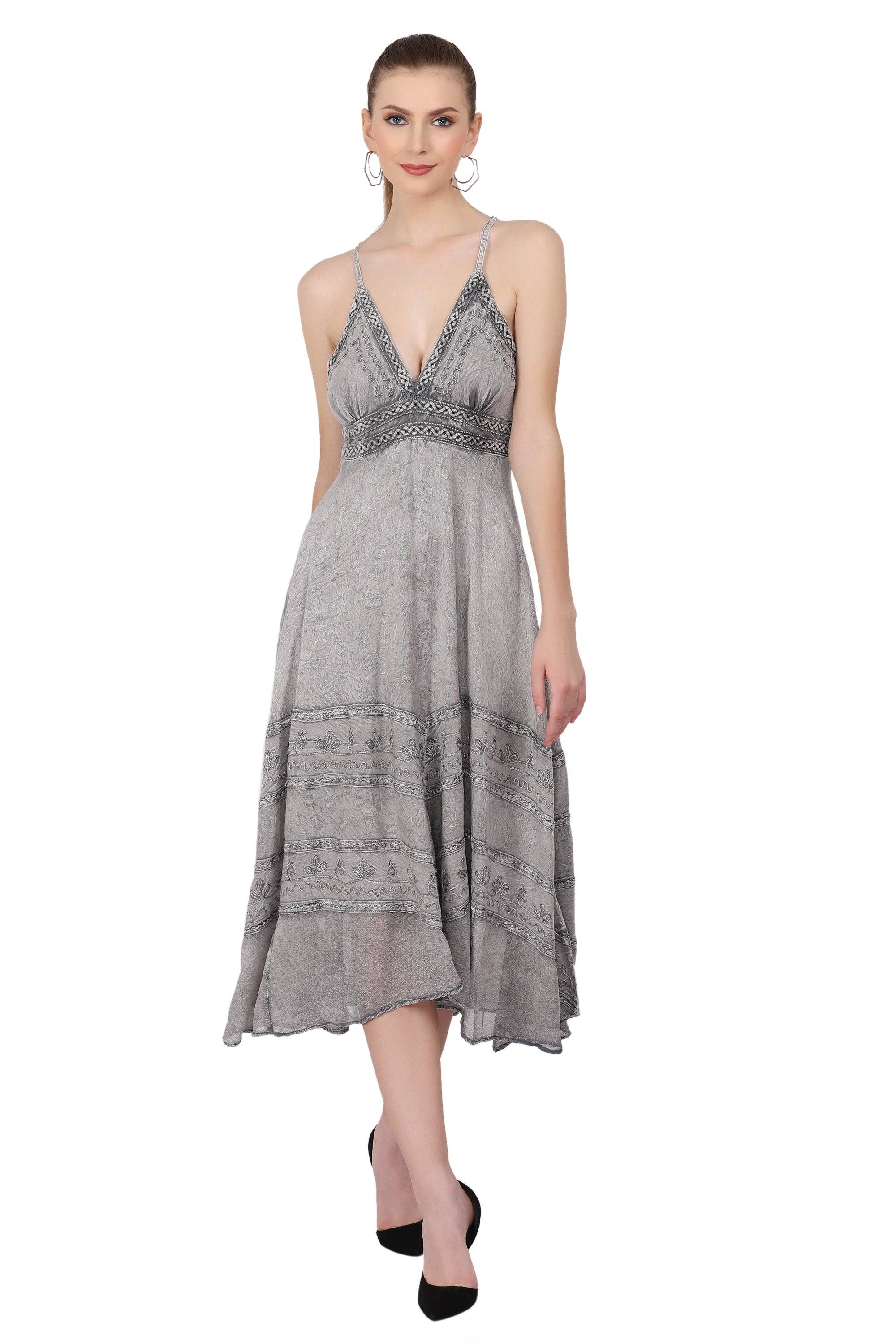 Advance Apparels - Wholesale Dress - Women's - Back Tie Acid Wash Dress (S/M-1X/2X) 4 Colors ADL-3033310