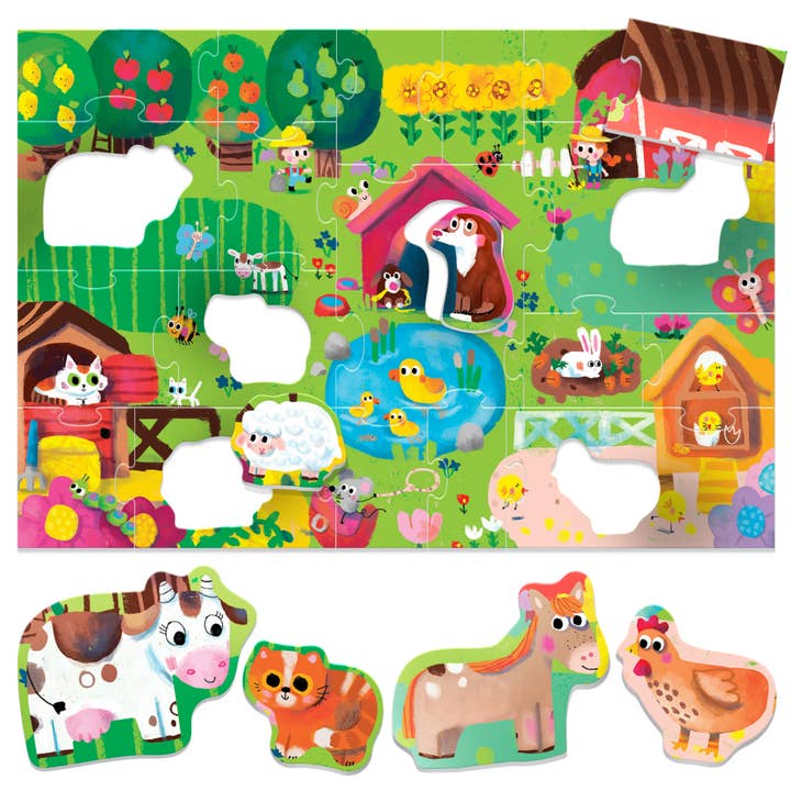 Headu - Wholesale Puzzle - Kids - Headu Maxi Shaped Puzzle Farm - Educational Toy for Toddlers