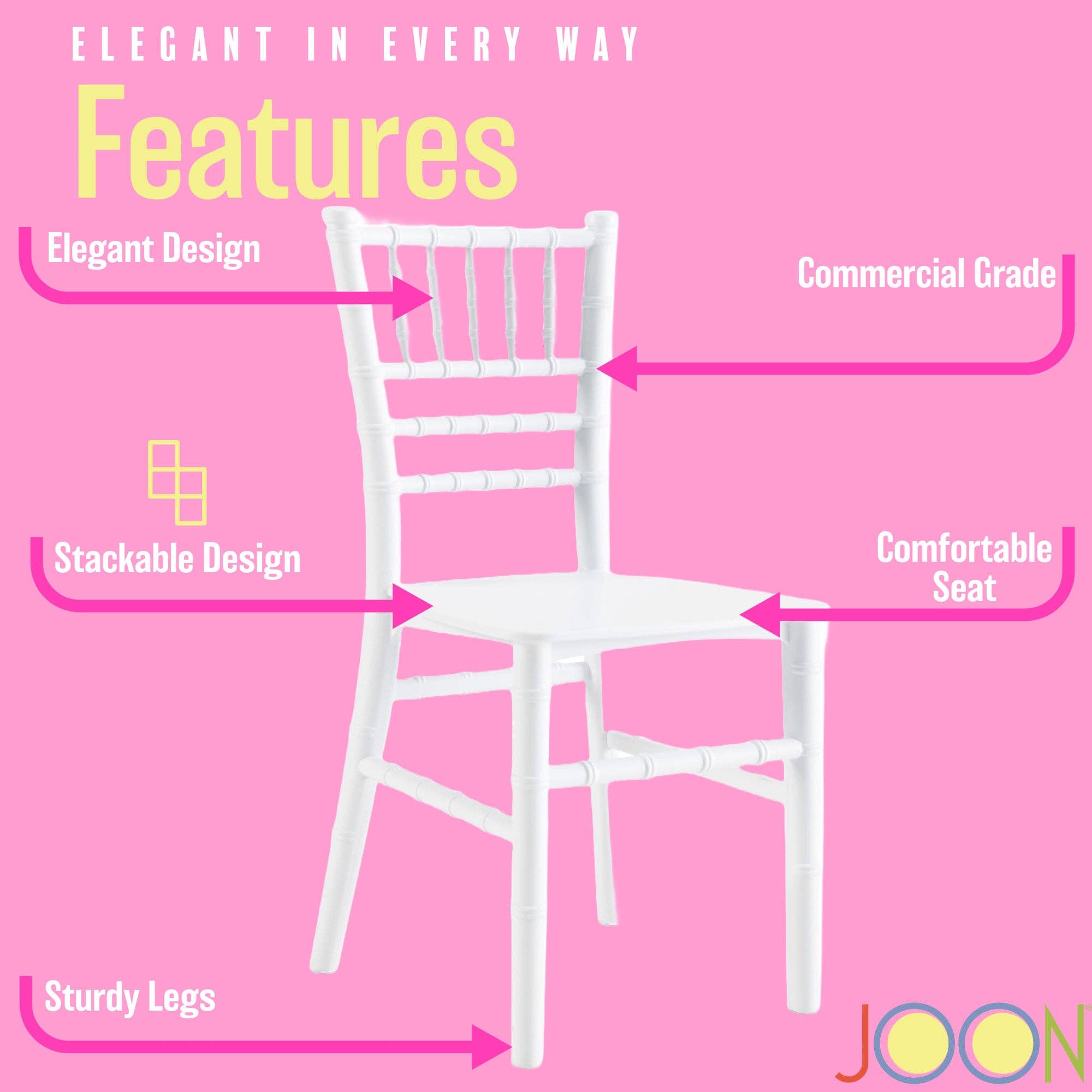 ShopBobbys - Wholesale Chair - Kids - JOON 2 Pack Kids Tiffany Chiavari Chairs, 25x13x14.5 Inches14