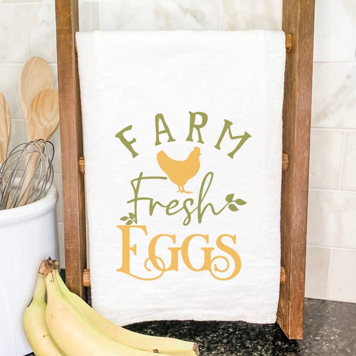 Farm Fresh Chicken Eggs - Cotton Tea Towel for wholesale by Indigo Tangerine