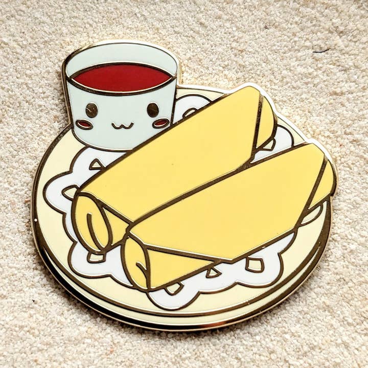 Lumpia Fried Egg Roll Dim Sum Enamel Pin Badge for wholesale by SmallRiniLady