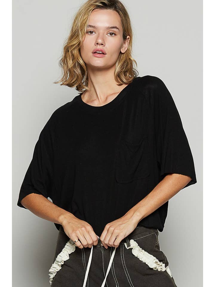 Pol Clothing - Wholesale Knit top – Women's - Vintage Washed Relaxed Fit Jersey Top Everyday Tee SALE36