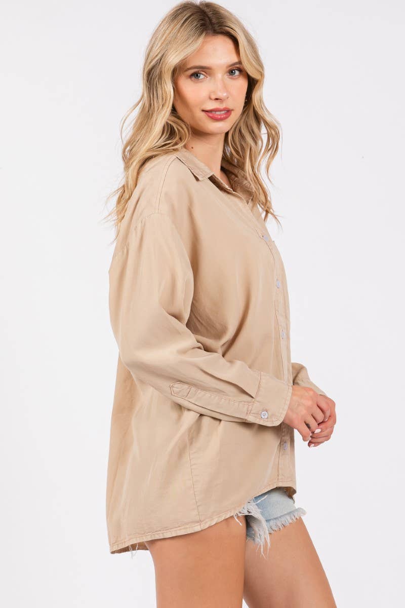 ZiA Apparel - Wholesale Button Down Shirt - Women's - V-NECK LAPEL COLLAR SHIRT 17