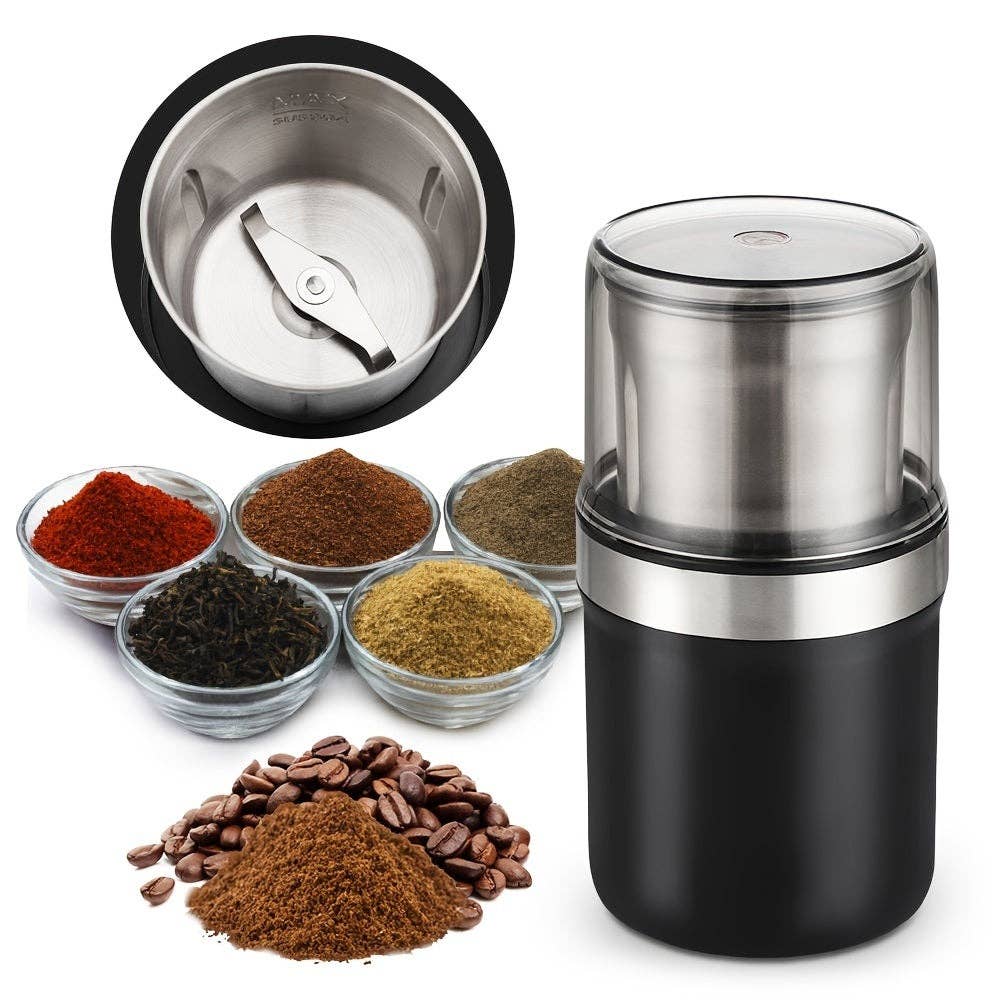 Black 1pc Automatic Grinder; Detachable Washable Design Garlic Herbal Grain Spice Grinder; Electric Coffee Bean Grinders for wholesale on Faire1