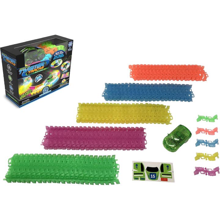 Mindscope Products - Venta al por mayor Coches/camiones de juguete - Niños - Auto verde Mindscope Neon Glow Twister Tracks 221 (11 pies)