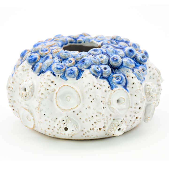 SRI194WB Coral ceramic vase white and blue for wholesale by Art Floral Trading LLC