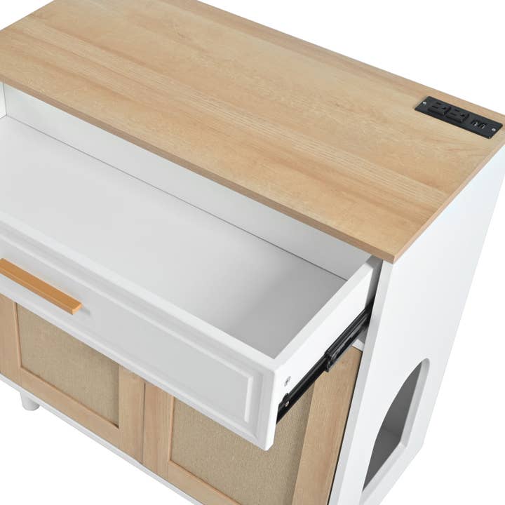 39F Inc. - Vente Griffoir – chat - Bac à litière pour chat adapté aux animaux avec porte à gratter et prise19