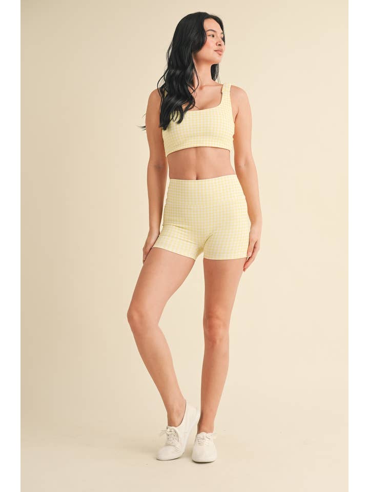 KIMBERLY C - Wholesale Sports Bra - Women's - Gingham Print Ruched Bra Top98