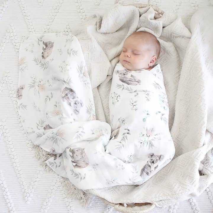 Organic Bamboo Cotton Swaddle - Australiana for wholesale by Anchor & Arrow