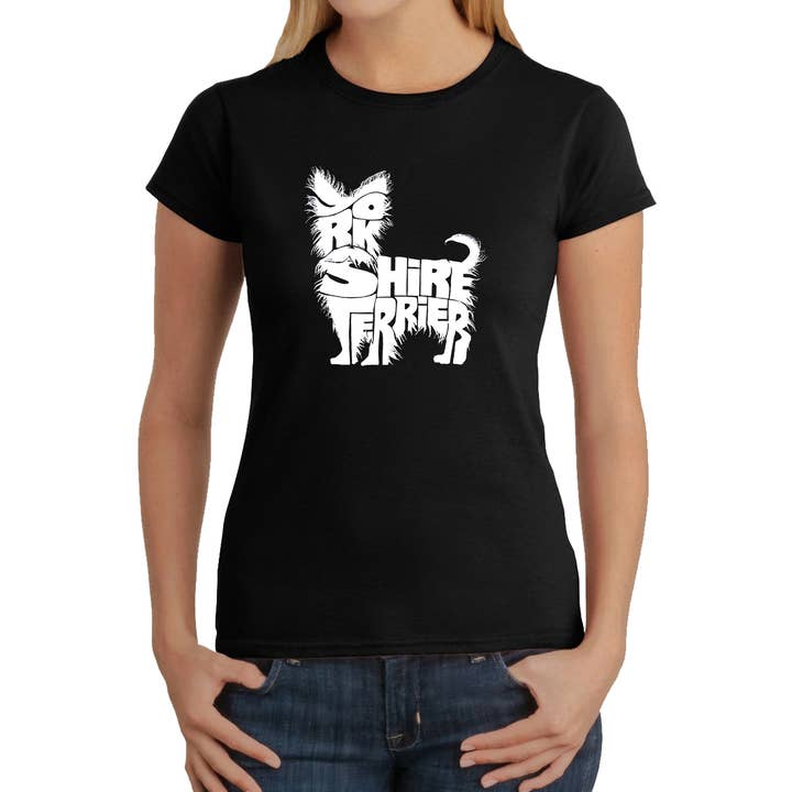 LA Pop Art Women's Word Art T-Shirt - Yorkie for wholesale by LA Pop Art