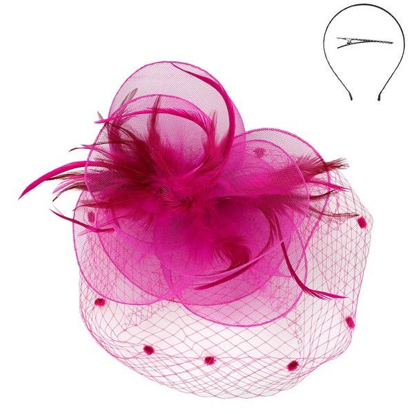anbfashion - Wholesale Fascinator Hat - Women's - KENTUCKY DERBY FLOWER FEATHERS VEILED FASCINATOR HTH25914