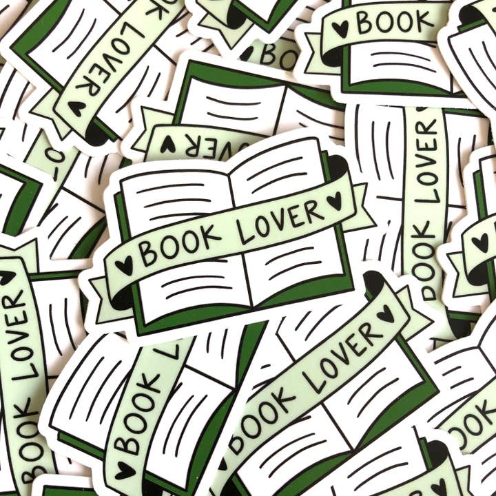 Book Lover Vinyl Sticker for wholesale by Peanut Butter Taco