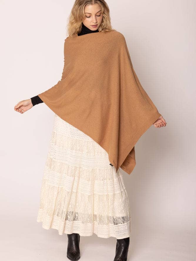 MiMi Wholesale - Wholesale Poncho - Women's - CCP320056 Juney Soft Classic Knit Poncho Ruana28