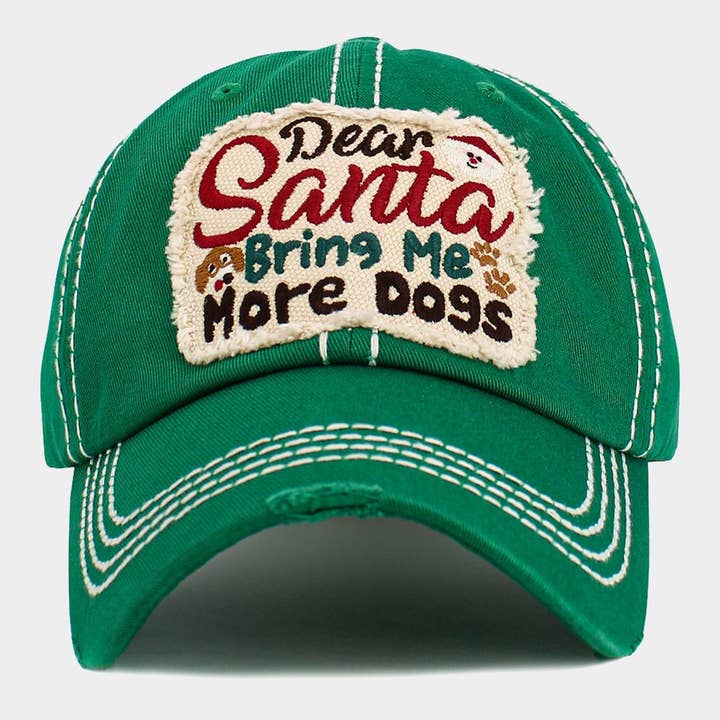 Sensibling Corp. - Wholesale Baseball Cap - Women's - Dear Santa Bring Me More Dogs Message Accented Vintage Baseball Cap4