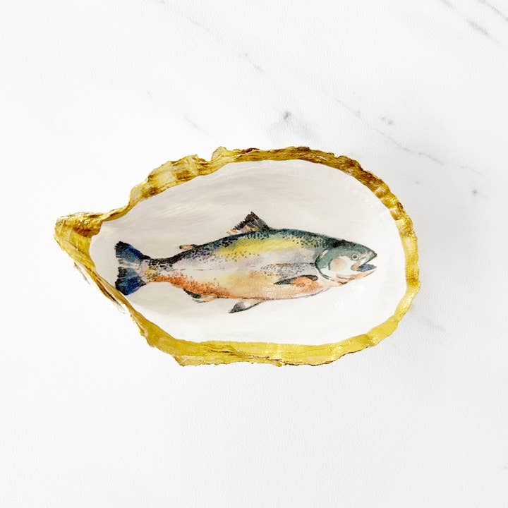 Adori Designs - Wholesale Jewelry Dish - Sea Life Decoupage Oyster Shell Trinket Dish