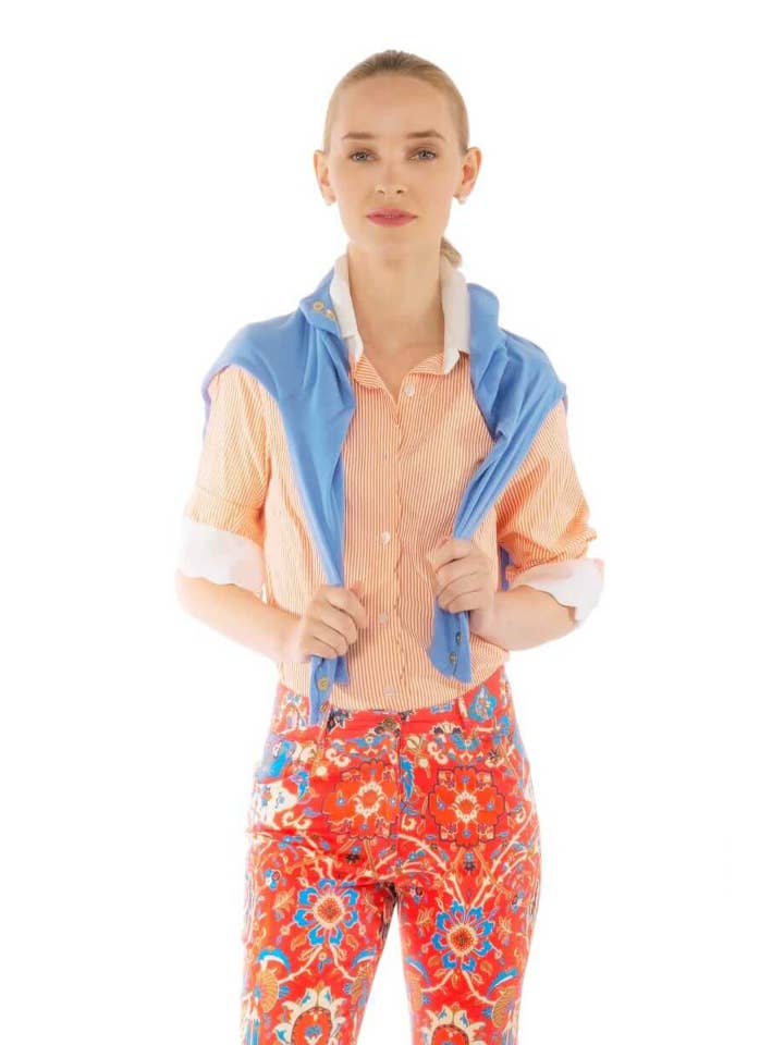 Gretchen Scott LLC - Wholesale Button Down Shirt - Women's - Pique All Day Pinstripe Shirt