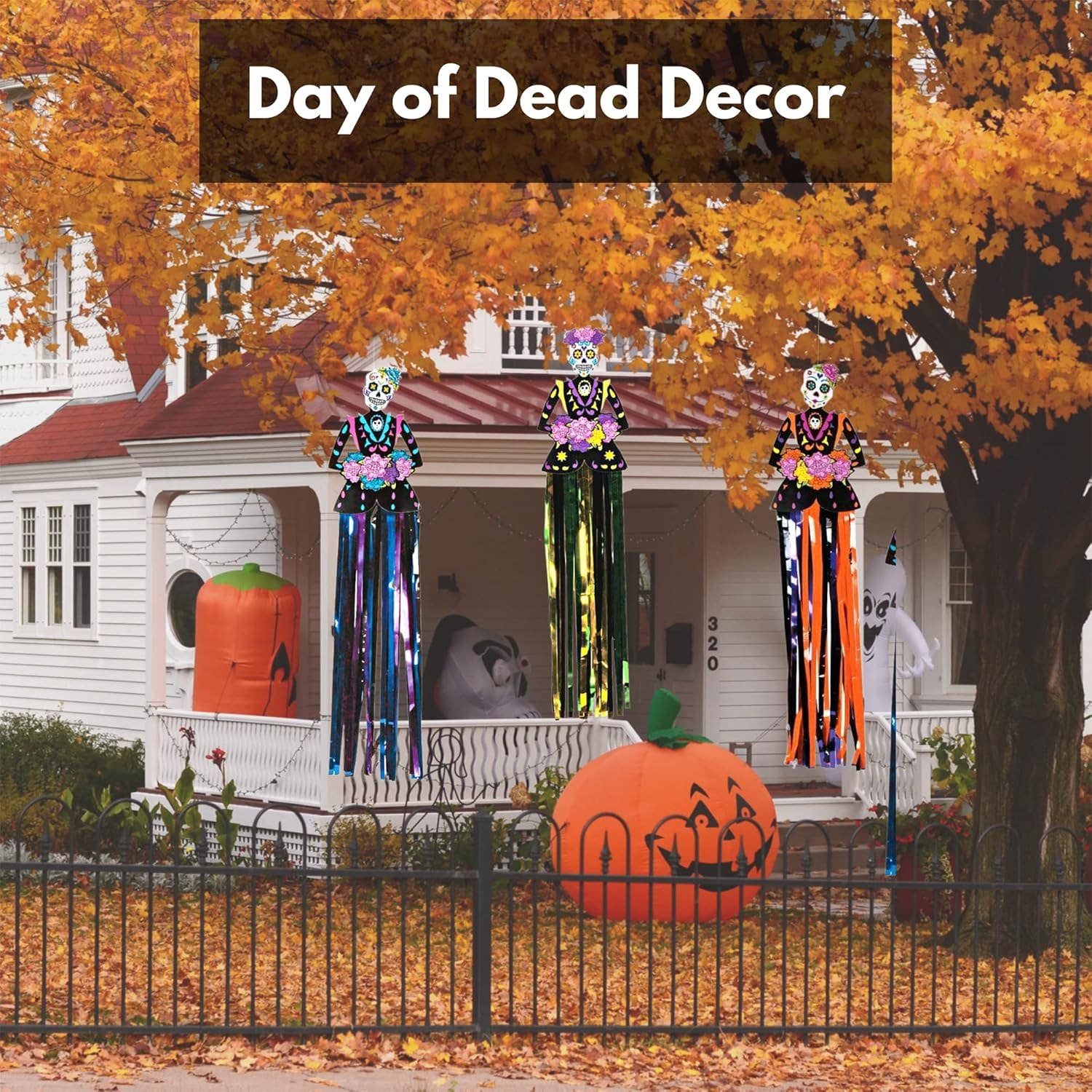 4E's Novelty - Wholesale Party Sign/Banner - 4E’s Novelty 3 Pack Day of the Dead Hanging Decorations 3ft 1