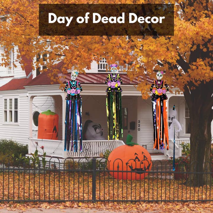 4E's Novelty - Wholesale Party Sign/Banner - 4E’s Novelty 3 Pack Day of the Dead Hanging Decorations 3ft 1