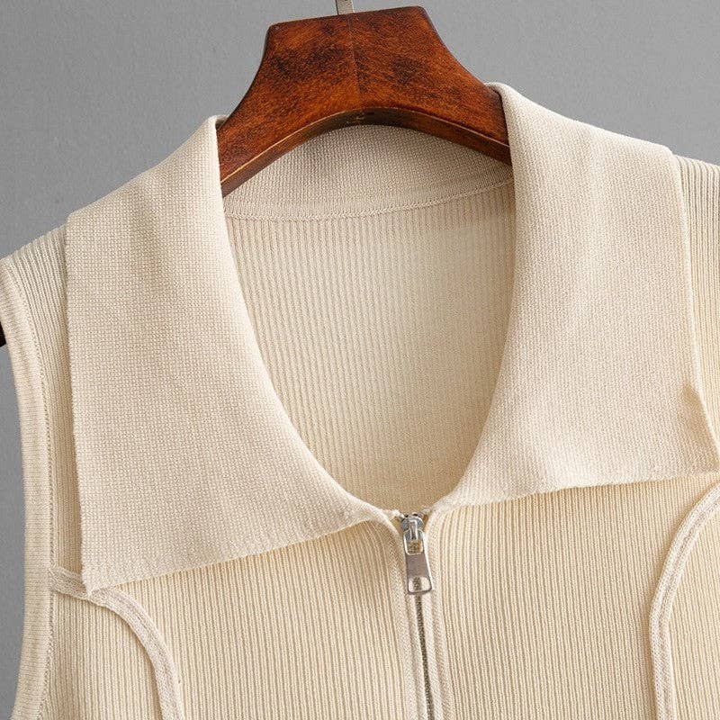 OceanusSwim – wholesale Top & pants set (NOT Loungewear) – Women's – Knit Zip Neck Vest High Waist Pants Set4