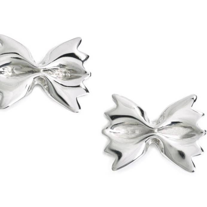 Brincos de massa Farfalle Sterling Silver da Delicacies Jewelry - cada compra ajuda a combater a fome! (Presente gastronômico, joias de comida, presente para ela) por atacado de Delicacies Jewelry