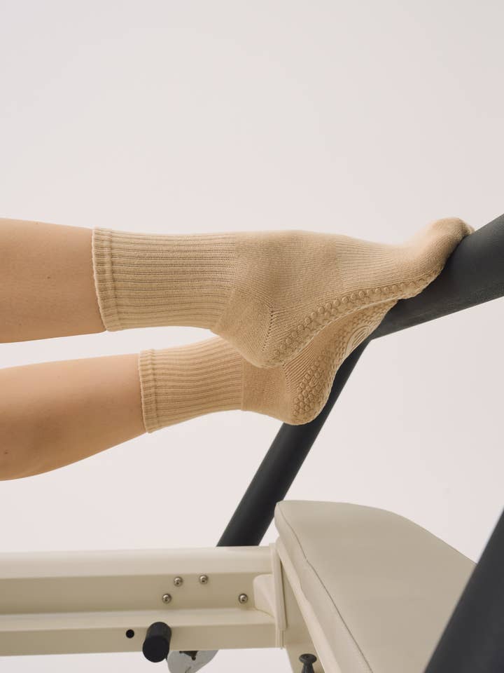 Crew Non Slip Grip Socks - Almond for wholesale by MoveActive