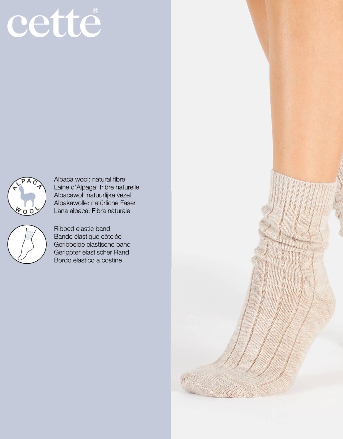 Cette – wholesale Strumpor - Dam – Alpackaullsockor med ribbat mönster, vinterstrumpor2