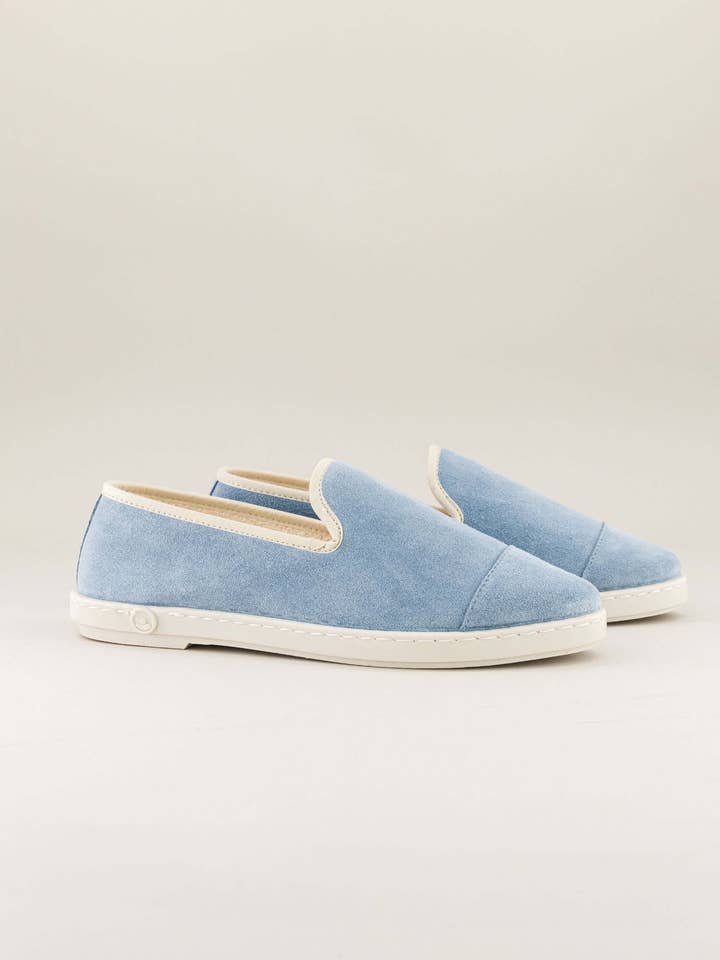 Women's leather slipper, sky blue for wholesale by Angarde