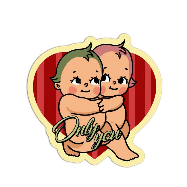 Seulement vous autocollants texturés rétro bébés de la Saint-Valentin pour la vente par the stkr store