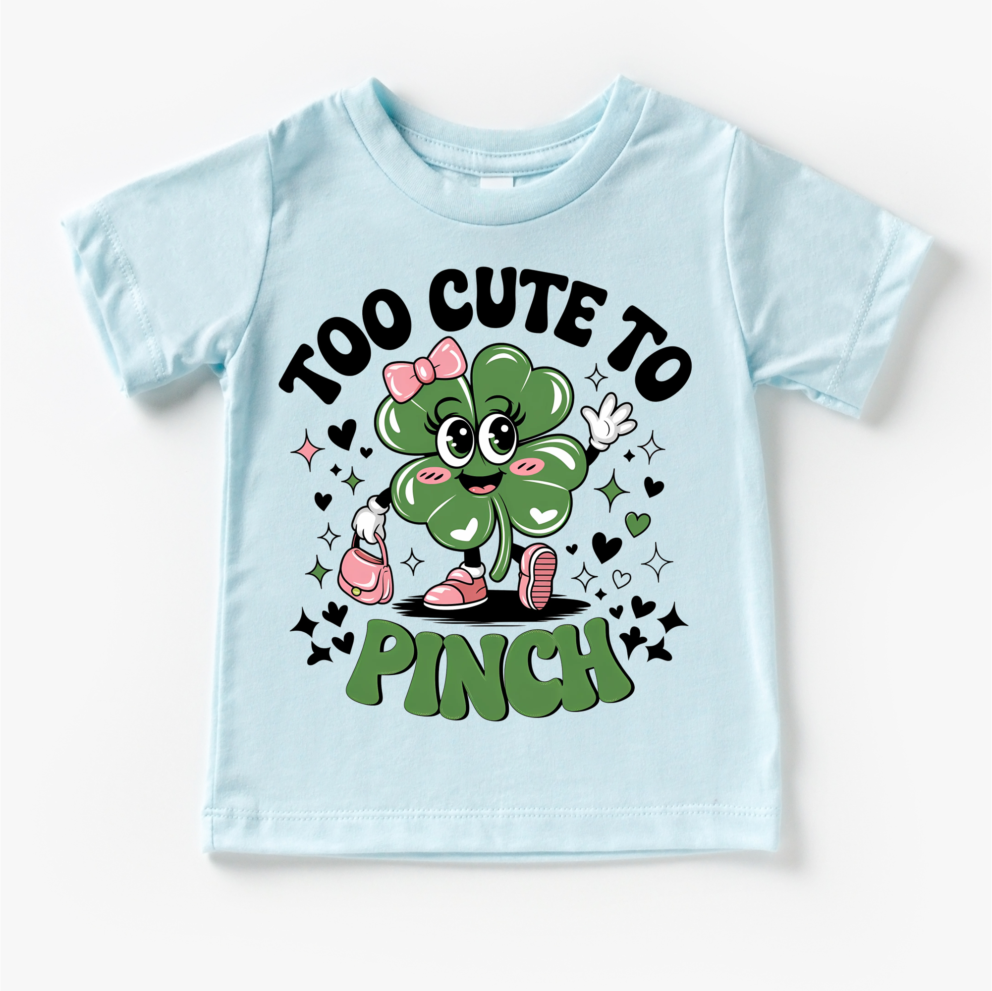 Madi Moosh - Vente T-shirt sérigraphié – enfant - T-shirt de la Saint-Patrick trop mignon pour pincer - Trèfle porte-bonheur pour enfants et adultes0