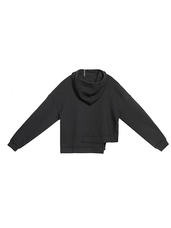 Stylish Black Asymmetric Zipper Hoodies for wholesale on Faire9