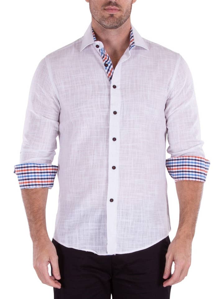 202238 - Men's Essentials Classic White Linen Long Sleeve for wholesale by Bespoke Moda