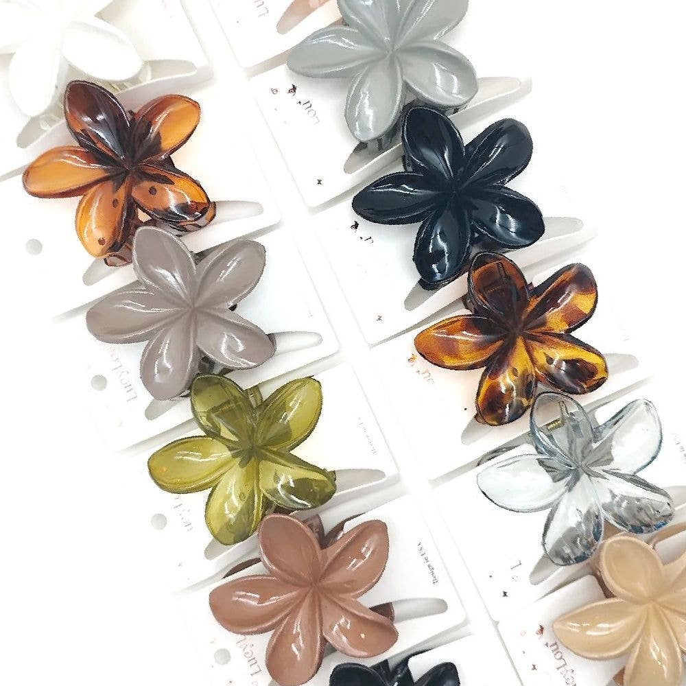 Diacly - Wholesale Hair Clip - Women's - 12pk Polished Plumeria Hair Claw Clip Set0