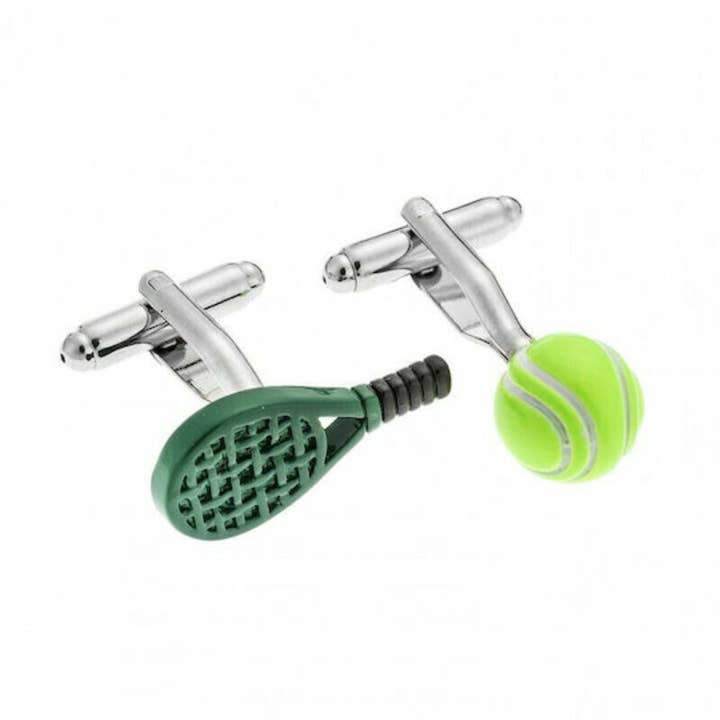 Tennis Ball and Racquet Cufflinks for wholesale by Stolen Riches