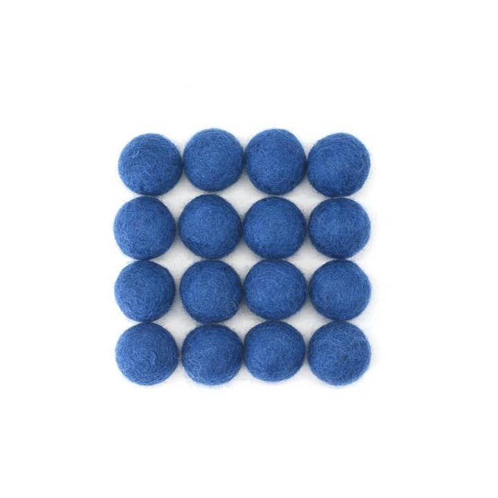 Woollyfelt - Wholesale Decorative tabletop object - Blue Felt Pom Pom Balls | 2 CM1