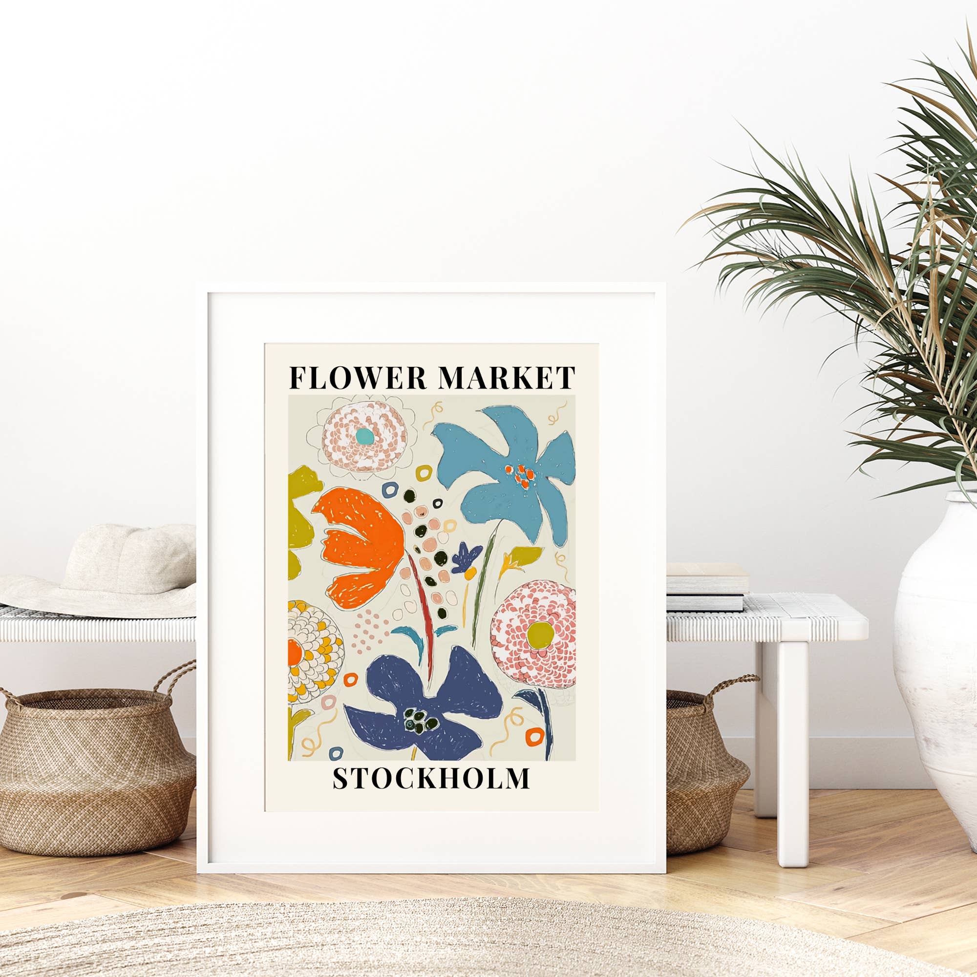 Sugar & Canvas - Venta al por mayor Ilustración - Impresión de arte botánico floral del mercado de flores de Estocolmo FM245