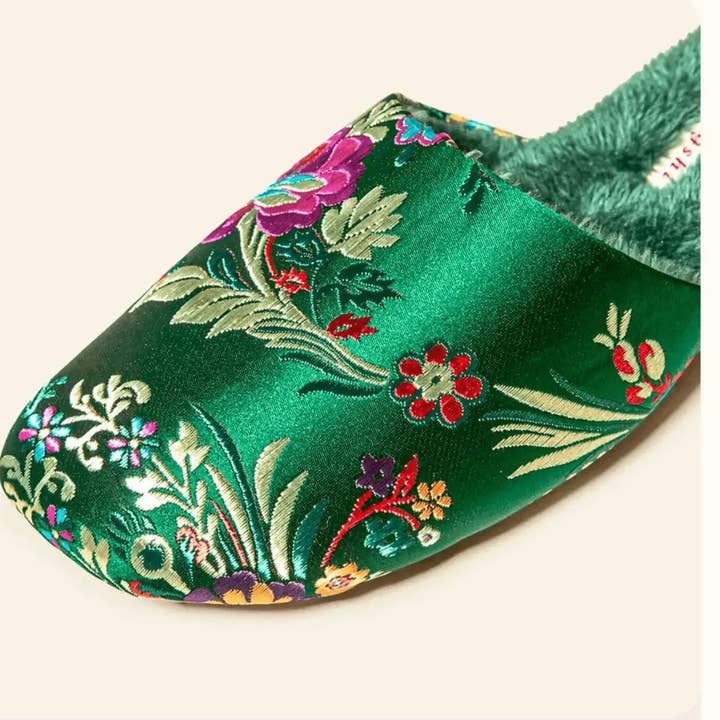 sage green Oriental Embroidered Women Slippers β Gift Idea For New Home for wholesale on Faire1