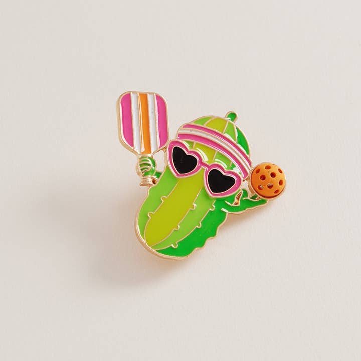 Designature New York - Wholesale Brooch - Pickleball Pickle With Paddle and Ball Brooch Pin2