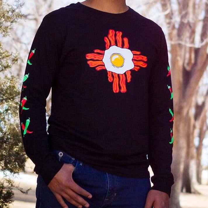 Breakfast Zia - Schwarzes Unisex-Langarmshirt für den Großhandel von Metal the Brand