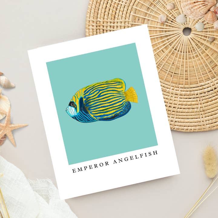 Angelfish Minimalist Art Print, Coastal Beach Aesthetic for wholesale by Fins and Frags
