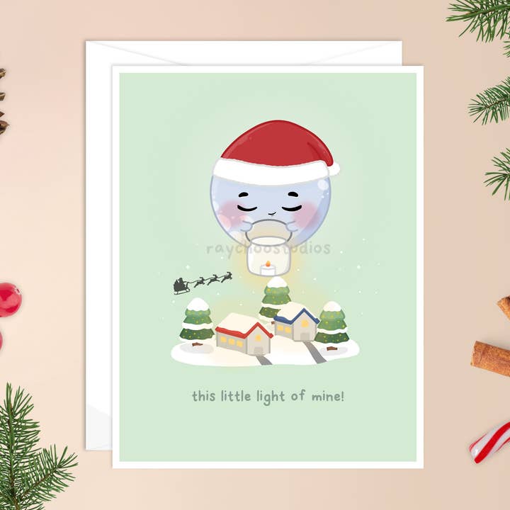 Tarjeta de Navidad «Esta pequeña luz mía» para venta al por mayor de Raychoo Studios Inc.