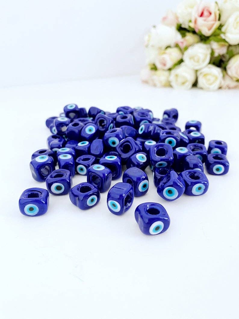Evileyefavor - Venta al por mayor Cuentas - 5 unidades de cuentas en forma de cubo Big Evil Eye, cuentas de cristal azul para ojos malvados1