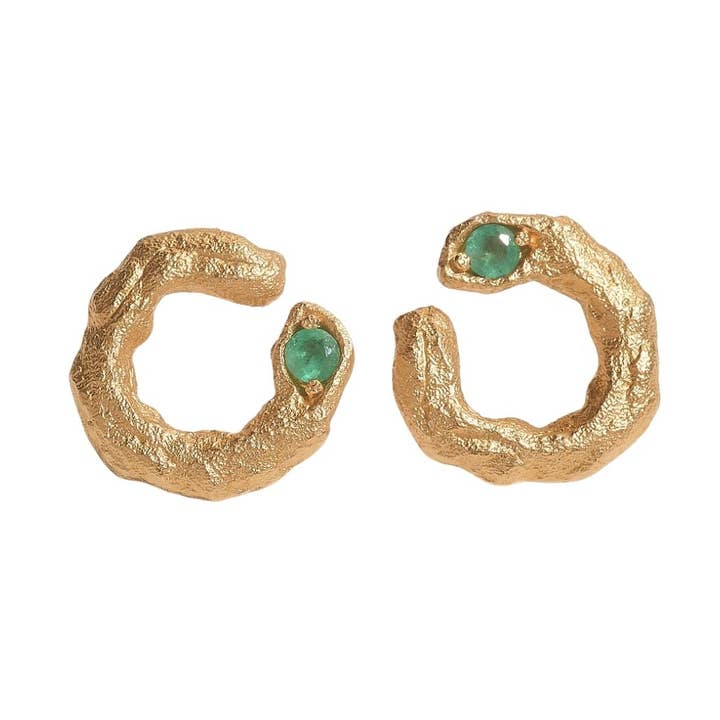 Smaragd Gouden Asymmetrische Tak Oorbellen voor wholesale door Claire Hill Designs