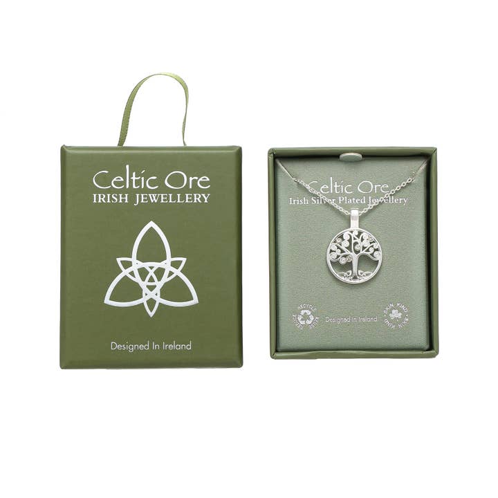 Pendentif Pierre Claire Arbre de Vie Plaqué Argent EIR-023P pour la vente par Celtic Ore Crafts