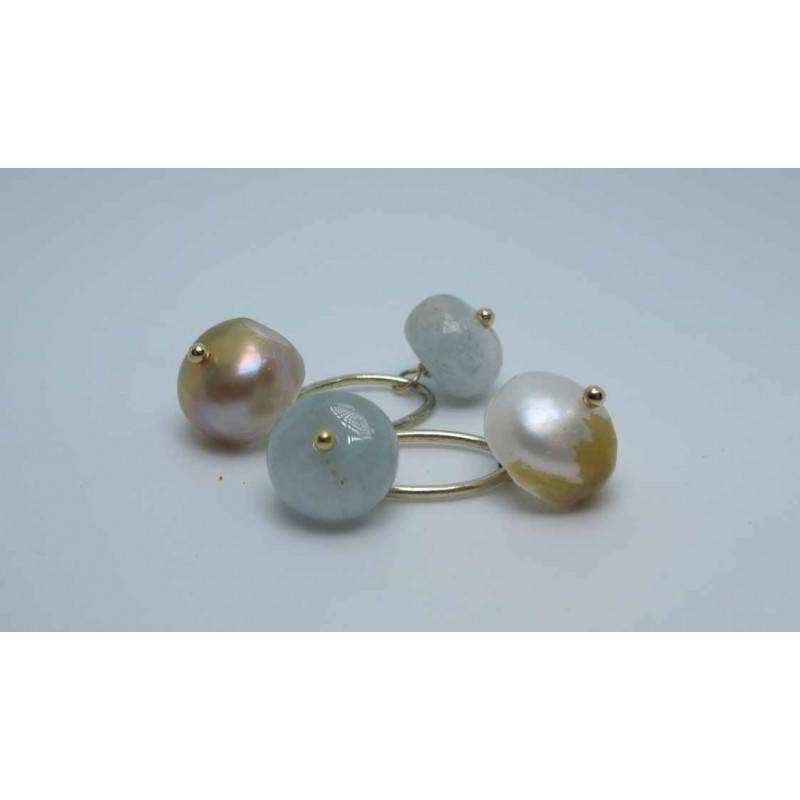 Giulia Sorvillo di Serino - Wholesale Dangle Earrings - Silver cufflinks with baroque pearls and aquamarine1